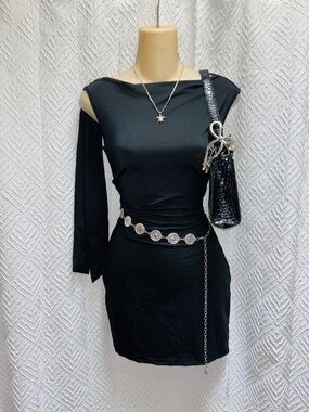Black asymmetrical dress going out events cheap